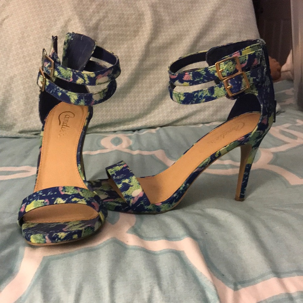 Candie’s blue multi colored heels